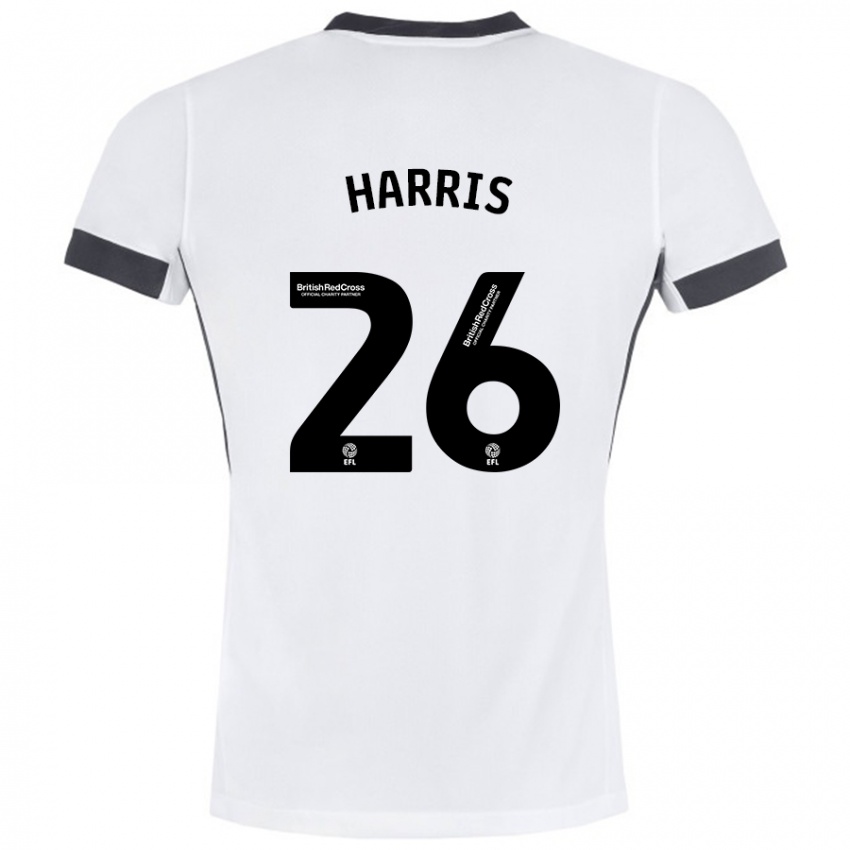 Børn Luke Harris #26 Hvid Sort Udebane Spillertrøjer 2024/25 Trøje T-Shirt