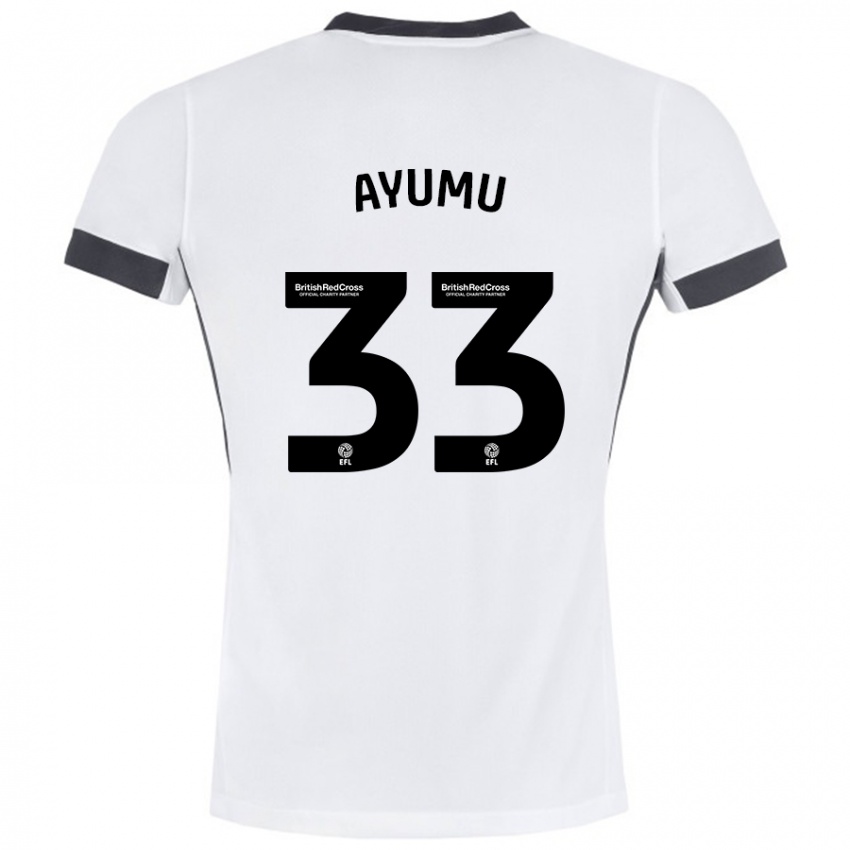 Børn Ayumu Yokoyama #33 Hvid Sort Udebane Spillertrøjer 2024/25 Trøje T-Shirt