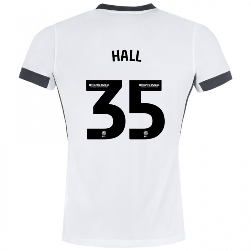 Børn George Hall #35 Hvid Sort Udebane Spillertrøjer 2024/25 Trøje T-Shirt