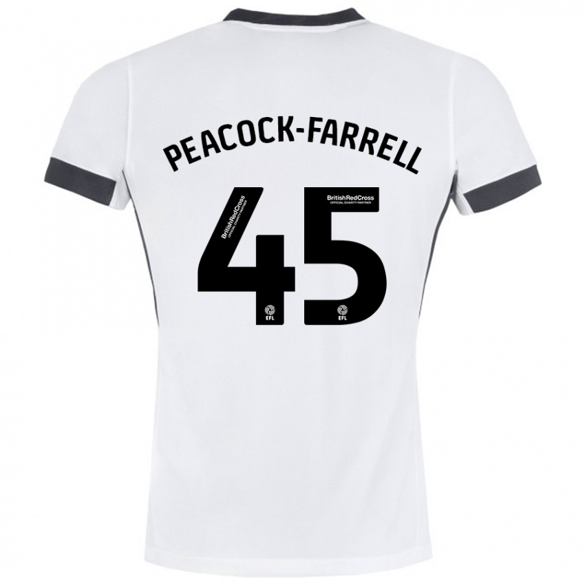 Børn Bailey Peacock-Farrell #45 Hvid Sort Udebane Spillertrøjer 2024/25 Trøje T-Shirt