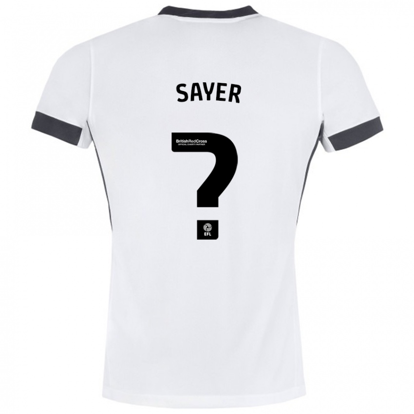 Børn Olly Sayer #0 Hvid Sort Udebane Spillertrøjer 2024/25 Trøje T-Shirt