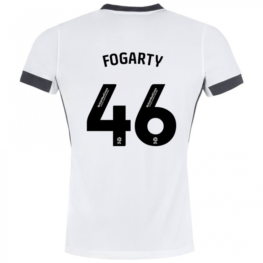 Børn Tom Fogarty #46 Hvid Sort Udebane Spillertrøjer 2024/25 Trøje T-Shirt