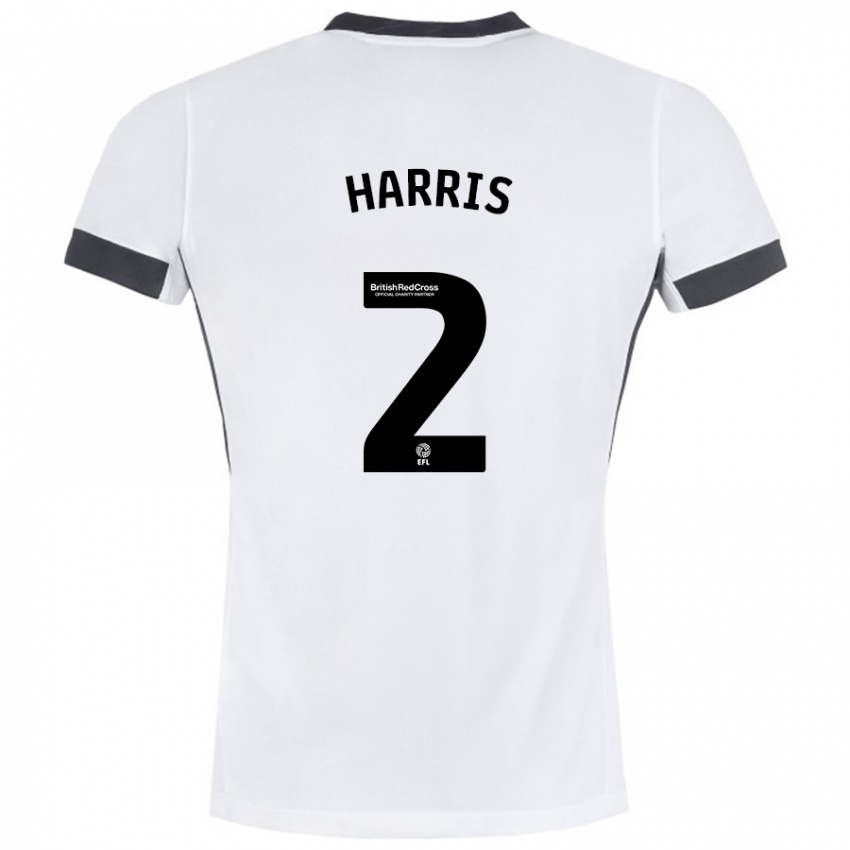 Børn Martha Harris #2 Hvid Sort Udebane Spillertrøjer 2024/25 Trøje T-Shirt