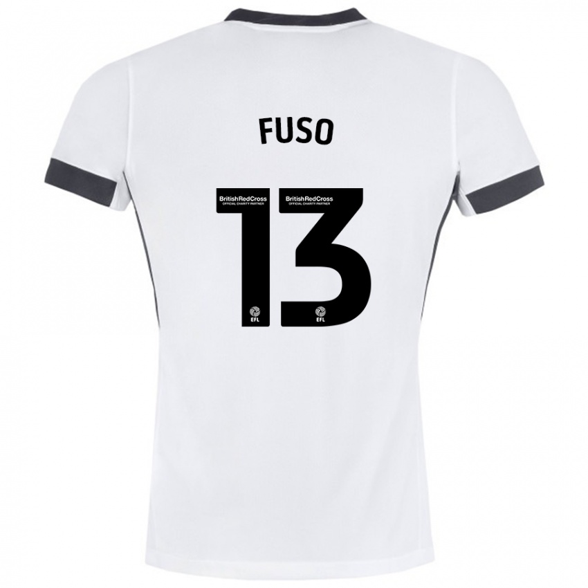 Børn Ivana Fuso #13 Hvid Sort Udebane Spillertrøjer 2024/25 Trøje T-Shirt