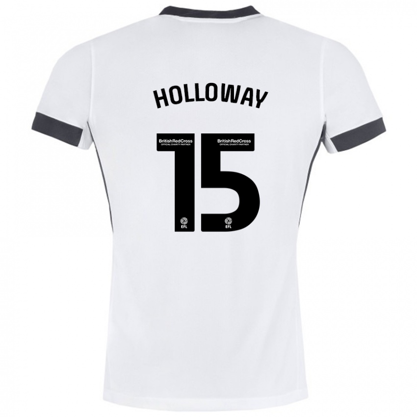 Børn Rebecca Holloway #15 Hvid Sort Udebane Spillertrøjer 2024/25 Trøje T-Shirt