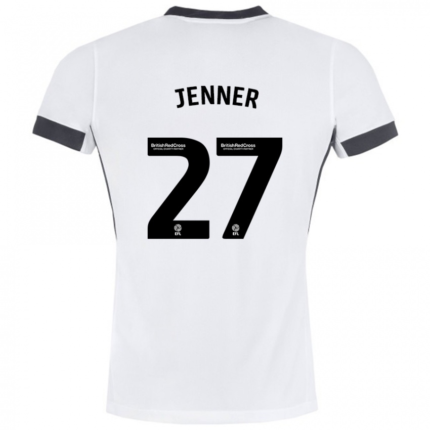 Børn Abbi Jenner #27 Hvid Sort Udebane Spillertrøjer 2024/25 Trøje T-Shirt