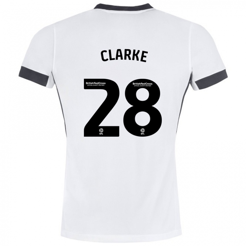 Børn Charlotte Clarke #28 Hvid Sort Udebane Spillertrøjer 2024/25 Trøje T-Shirt