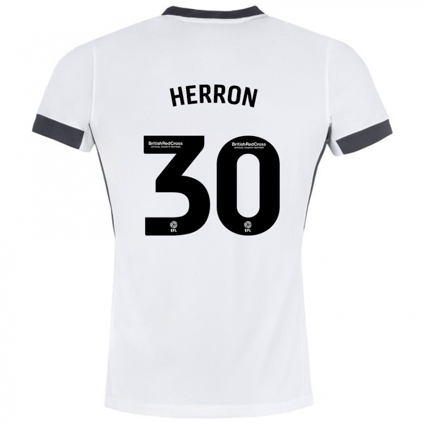 Børn Neve Herron #30 Hvid Sort Udebane Spillertrøjer 2024/25 Trøje T-Shirt