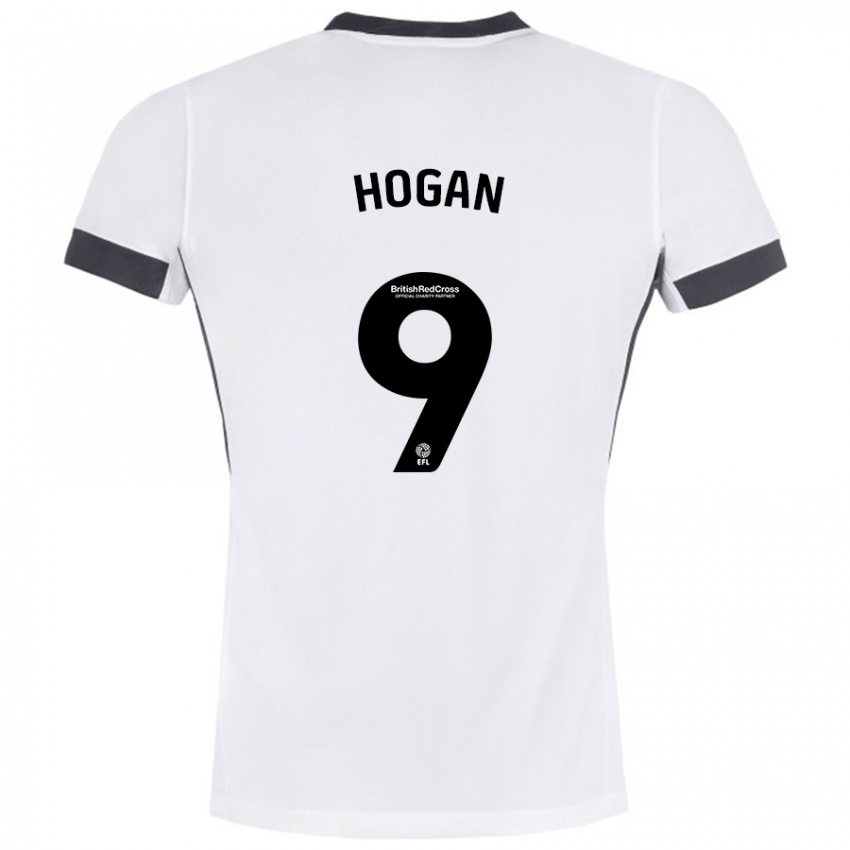 Børn Scott Hogan #9 Hvid Sort Udebane Spillertrøjer 2024/25 Trøje T-Shirt