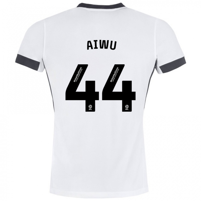 Børn Emanuel Aiwu #44 Hvid Sort Udebane Spillertrøjer 2024/25 Trøje T-Shirt