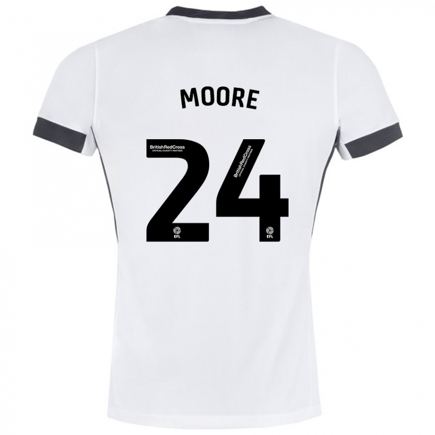 Børn Jade Ellis Moore #24 Hvid Sort Udebane Spillertrøjer 2024/25 Trøje T-Shirt