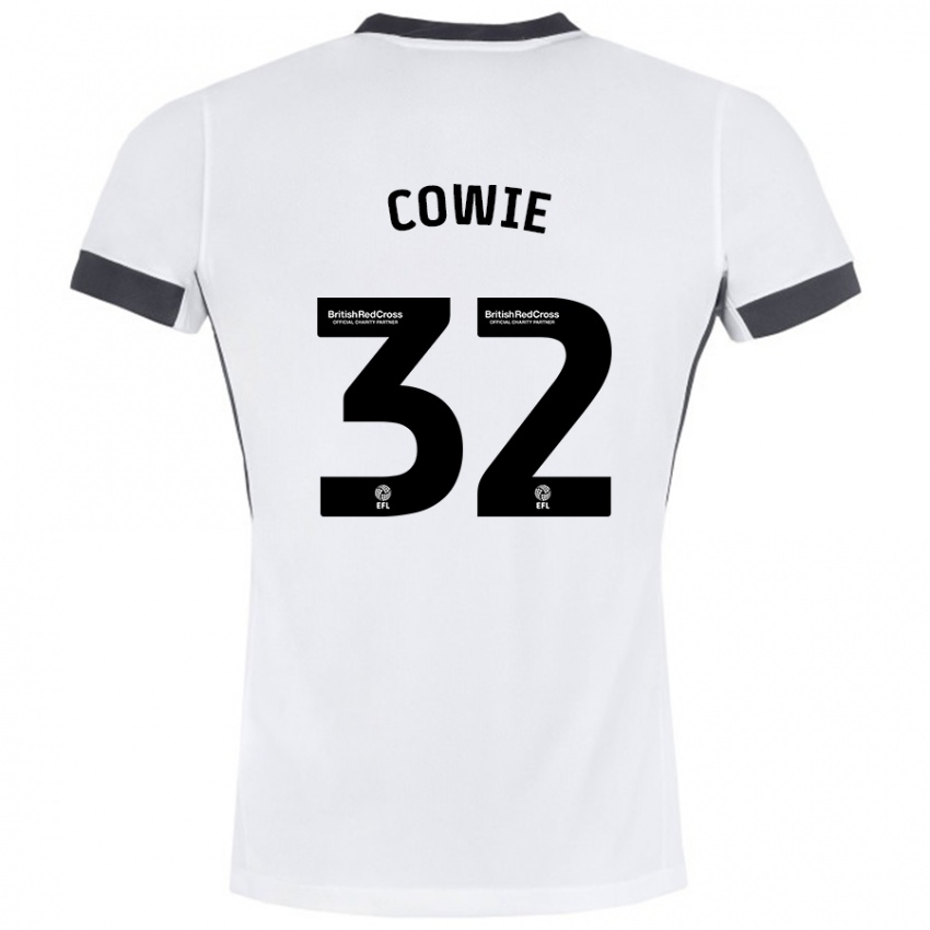 Børn Abbie Cowie #32 Hvid Sort Udebane Spillertrøjer 2024/25 Trøje T-Shirt