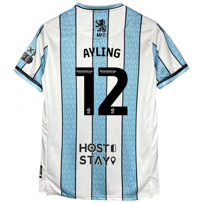 Børn Luke Ayling #12 Hvid Blå Udebane Spillertrøjer 2024/25 Trøje T-Shirt