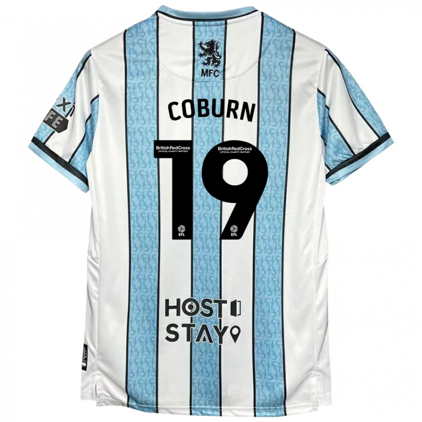 Børn Josh Coburn #19 Hvid Blå Udebane Spillertrøjer 2024/25 Trøje T-Shirt