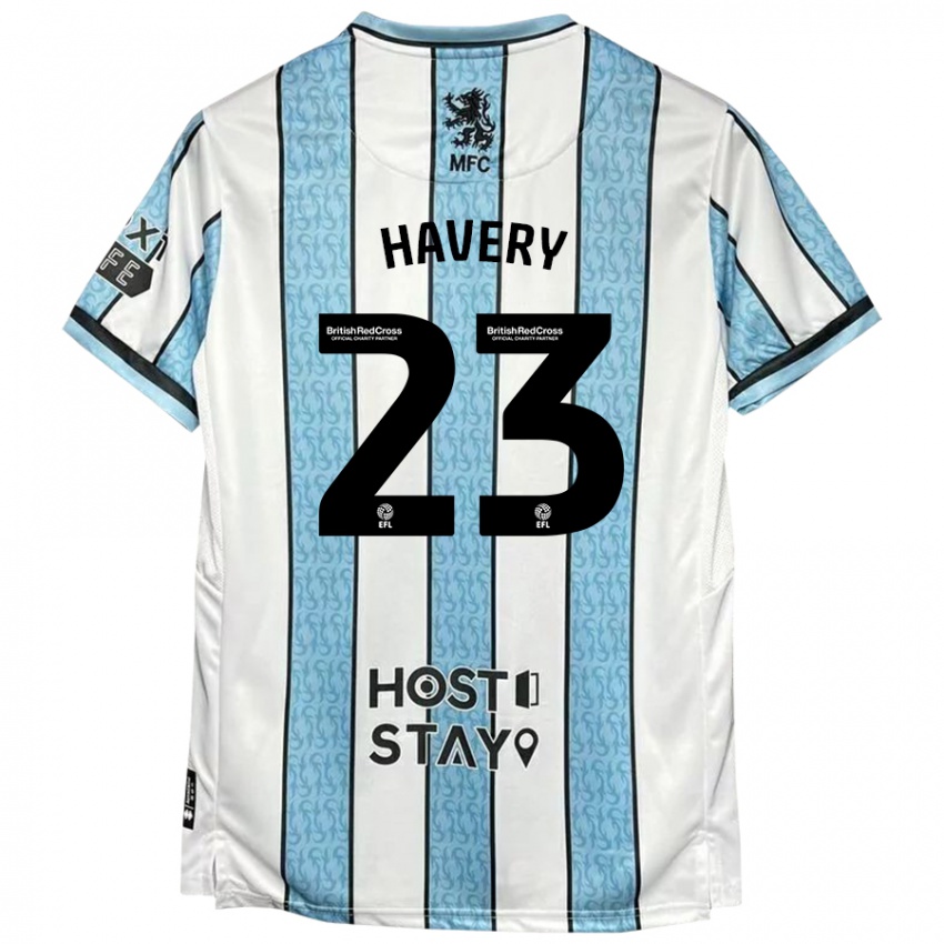 Børn Nicole Havery #23 Hvid Blå Udebane Spillertrøjer 2024/25 Trøje T-Shirt