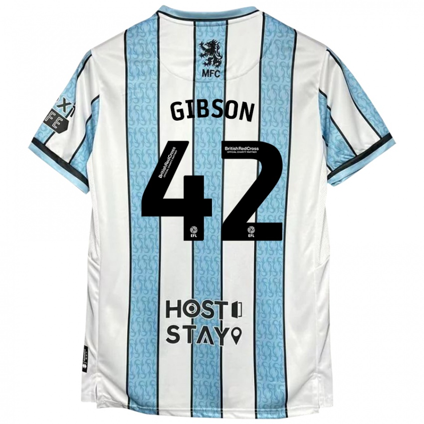 Børn Joseph Gibson #42 Hvid Blå Udebane Spillertrøjer 2024/25 Trøje T-Shirt