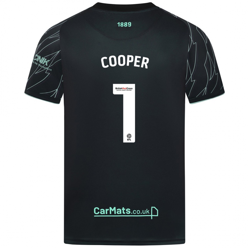 Børn Michael Cooper #1 Sort Grøn Udebane Spillertrøjer 2024/25 Trøje T-Shirt