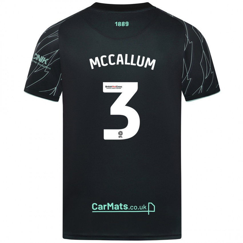 Børn Sam Mccallum #3 Sort Grøn Udebane Spillertrøjer 2024/25 Trøje T-Shirt