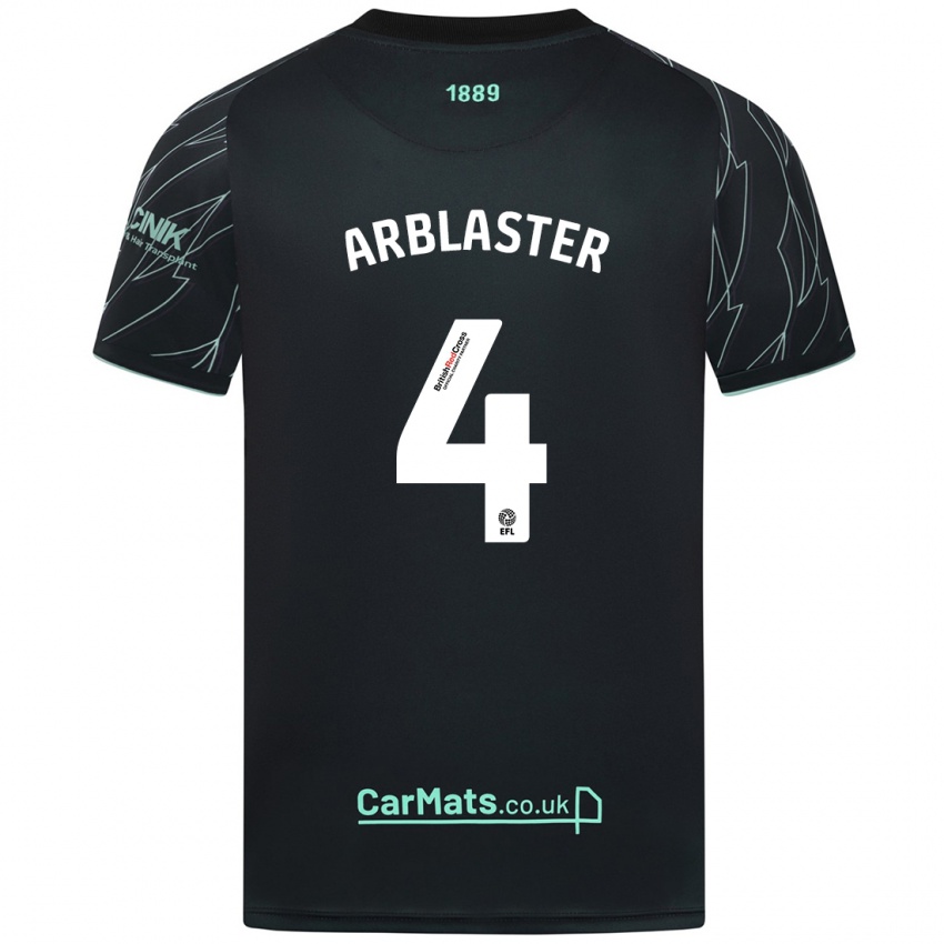 Børn Oliver Arblaster #4 Sort Grøn Udebane Spillertrøjer 2024/25 Trøje T-Shirt