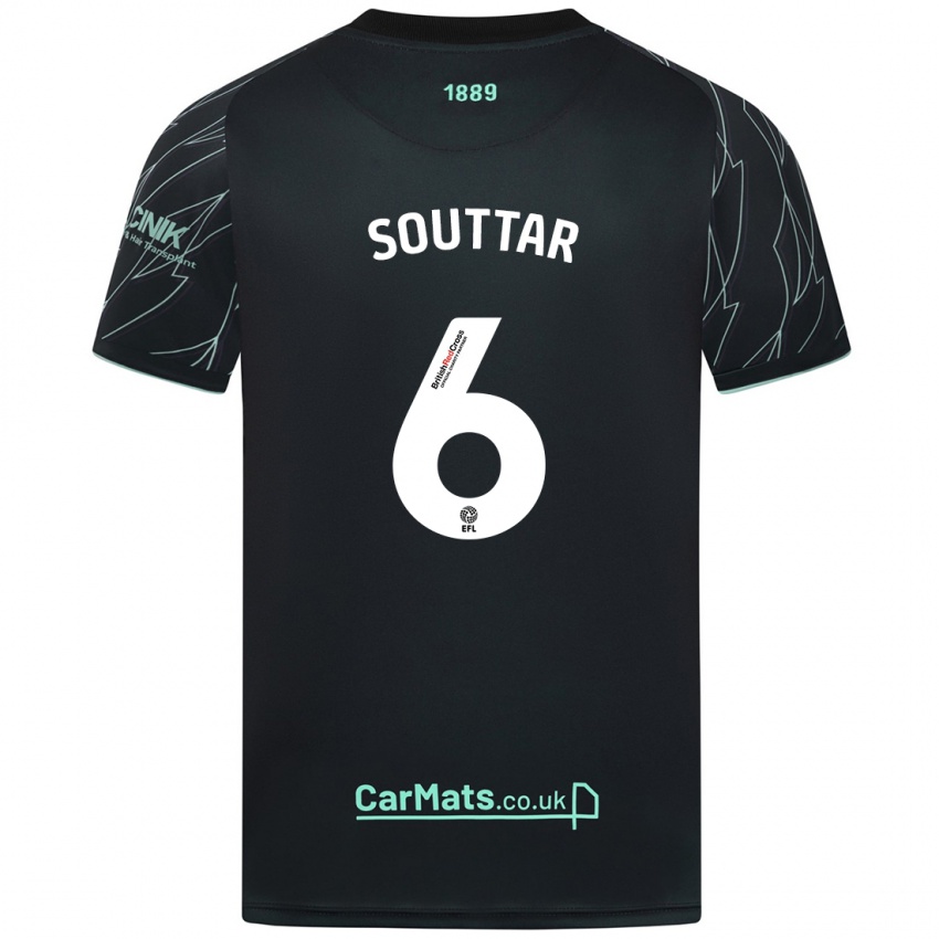 Børn Harry Souttar #6 Sort Grøn Udebane Spillertrøjer 2024/25 Trøje T-Shirt