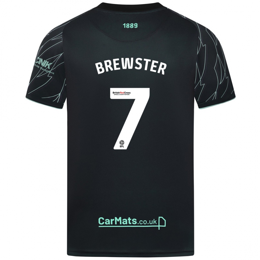 Børn Rhian Brewster #7 Sort Grøn Udebane Spillertrøjer 2024/25 Trøje T-Shirt