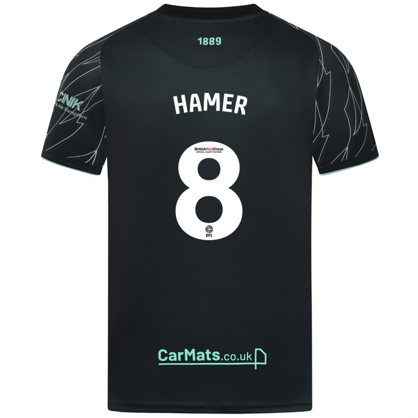 Børn Gustavo Hamer #8 Sort Grøn Udebane Spillertrøjer 2024/25 Trøje T-Shirt