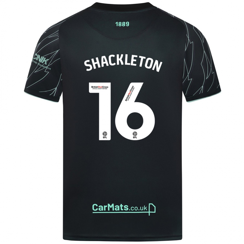 Børn Jamie Shackleton #16 Sort Grøn Udebane Spillertrøjer 2024/25 Trøje T-Shirt