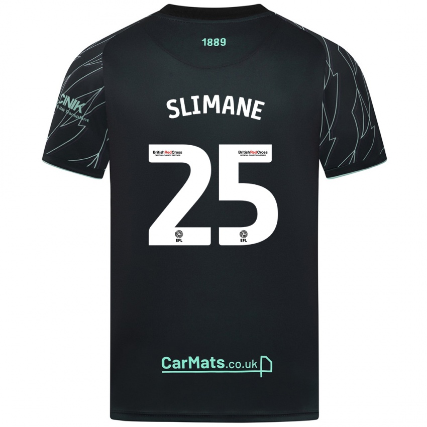 Børn Anis Slimane #25 Sort Grøn Udebane Spillertrøjer 2024/25 Trøje T-Shirt