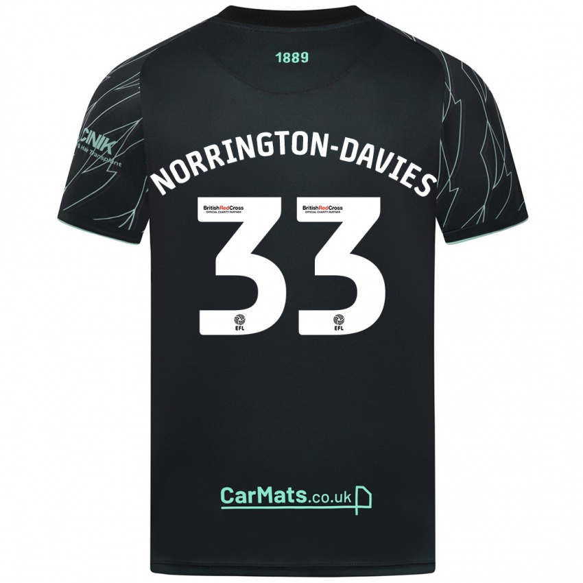 Børn Rhys Norrington-Davies #33 Sort Grøn Udebane Spillertrøjer 2024/25 Trøje T-Shirt