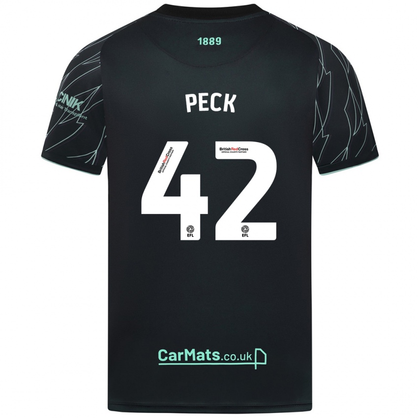 Børn Sydie Peck #42 Sort Grøn Udebane Spillertrøjer 2024/25 Trøje T-Shirt