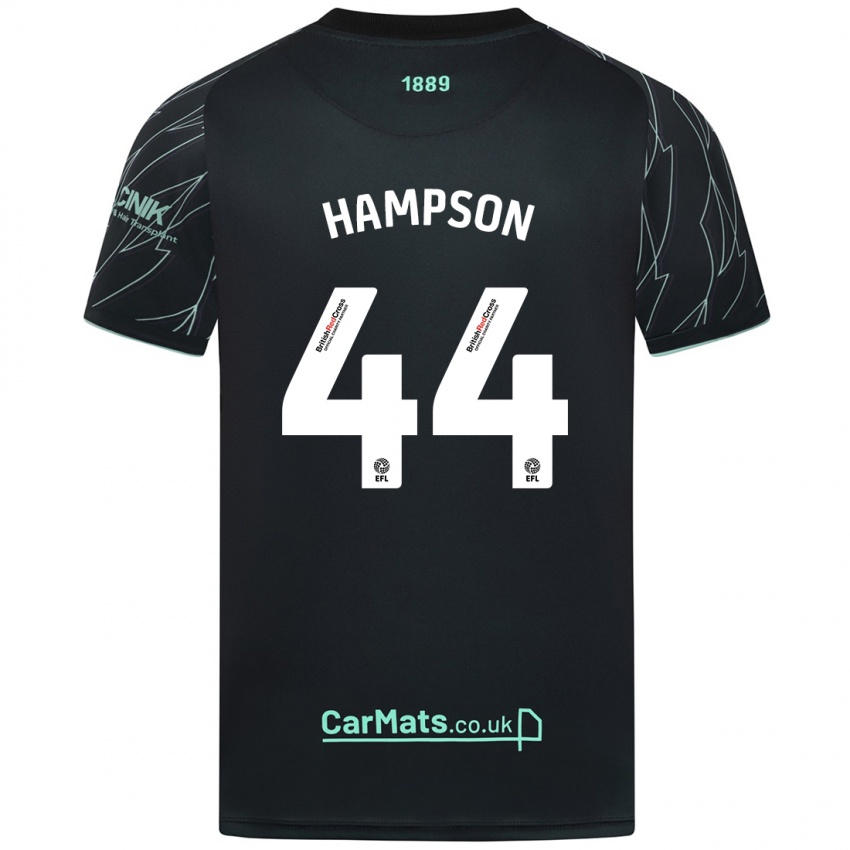 Børn Owen Hampson #44 Sort Grøn Udebane Spillertrøjer 2024/25 Trøje T-Shirt