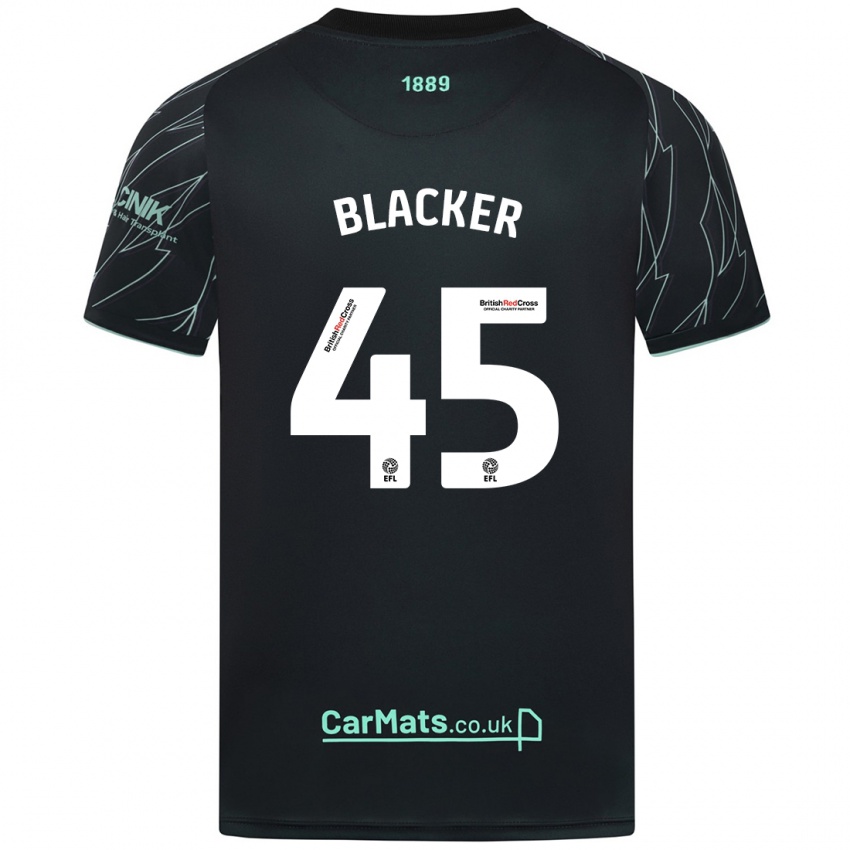 Børn Billy Blacker #45 Sort Grøn Udebane Spillertrøjer 2024/25 Trøje T-Shirt