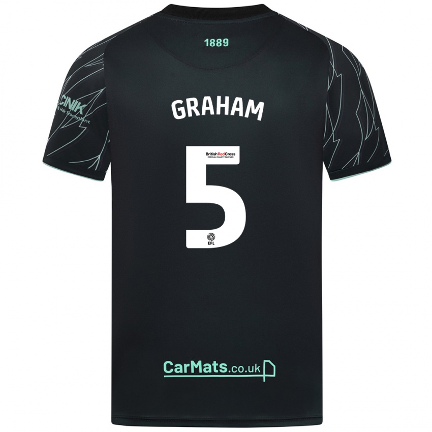 Børn Molly Graham #5 Sort Grøn Udebane Spillertrøjer 2024/25 Trøje T-Shirt