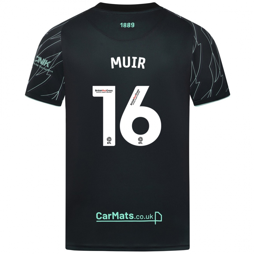 Børn Chene Muir #16 Sort Grøn Udebane Spillertrøjer 2024/25 Trøje T-Shirt