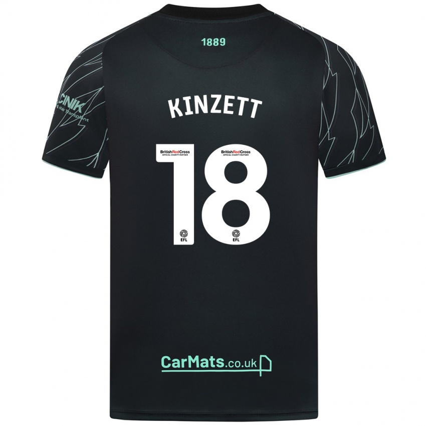 Børn Ella Kinzett #18 Sort Grøn Udebane Spillertrøjer 2024/25 Trøje T-Shirt