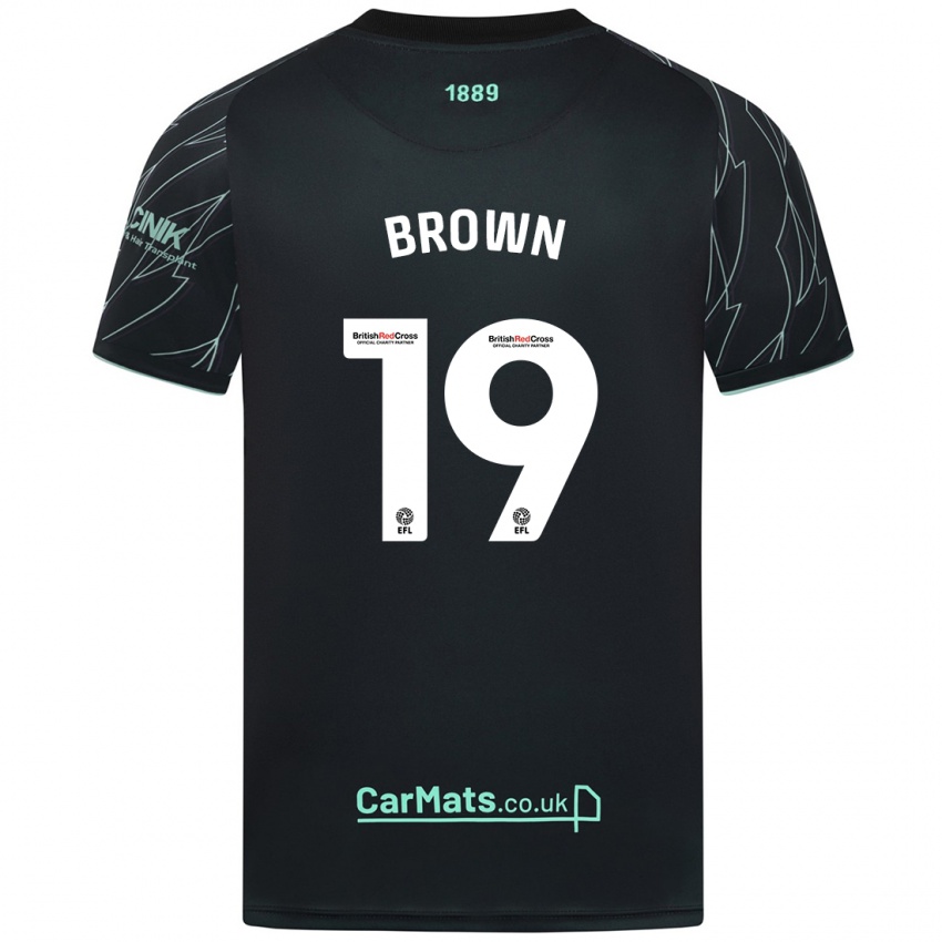 Børn Alanta Brown #19 Sort Grøn Udebane Spillertrøjer 2024/25 Trøje T-Shirt