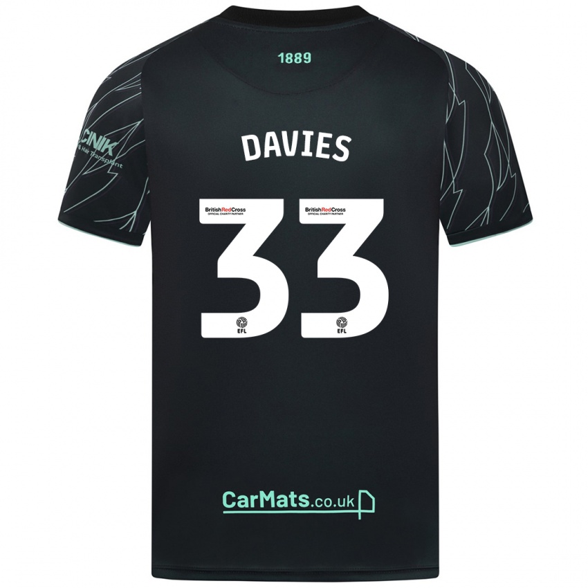 Børn Bethan Davies #33 Sort Grøn Udebane Spillertrøjer 2024/25 Trøje T-Shirt