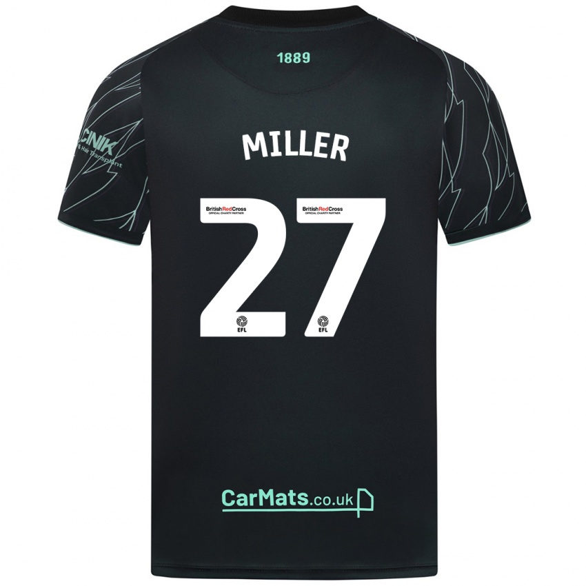 Børn Lara Miller #27 Sort Grøn Udebane Spillertrøjer 2024/25 Trøje T-Shirt