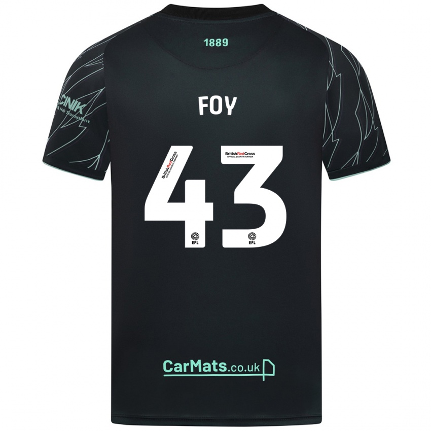 Børn Gus Foy #43 Sort Grøn Udebane Spillertrøjer 2024/25 Trøje T-Shirt