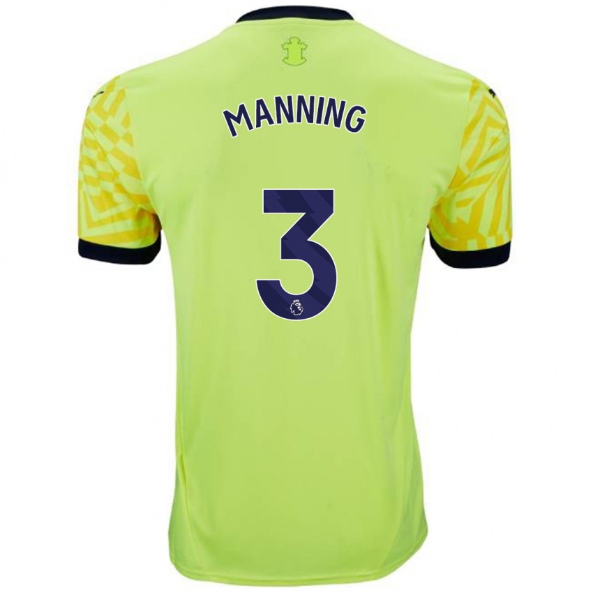 Børn Ryan Manning #3 Gul Udebane Spillertrøjer 2024/25 Trøje T-Shirt