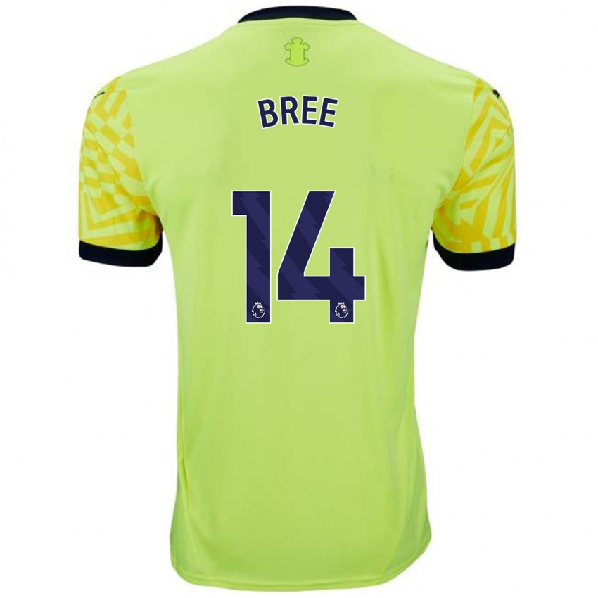 Børn James Bree #14 Gul Udebane Spillertrøjer 2024/25 Trøje T-Shirt