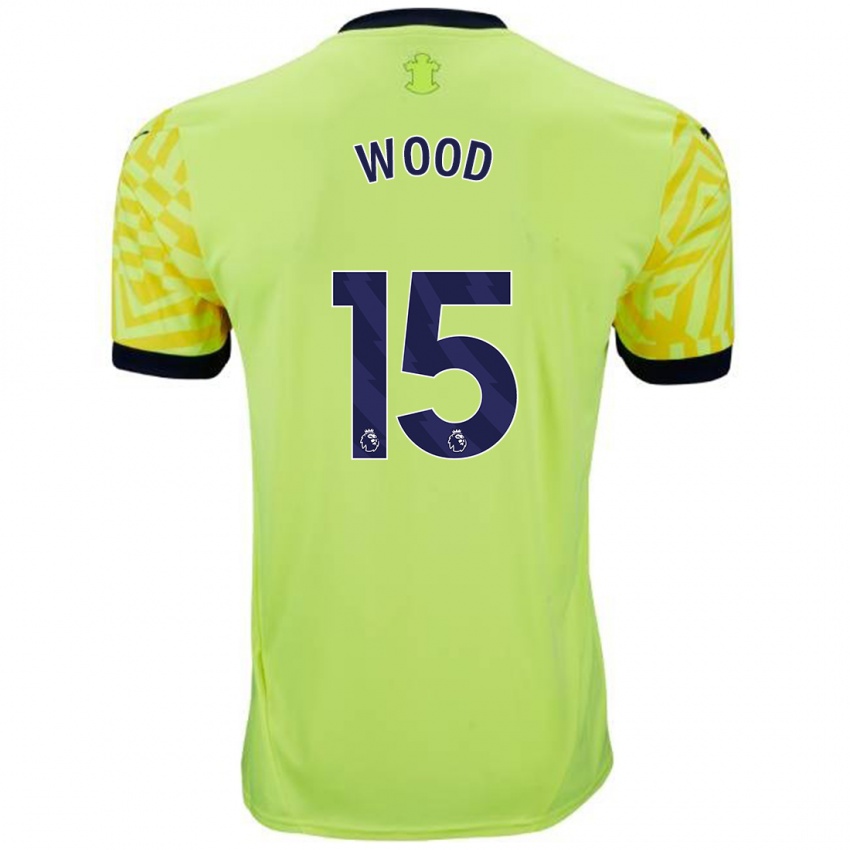 Børn Nathan Wood #15 Gul Udebane Spillertrøjer 2024/25 Trøje T-Shirt