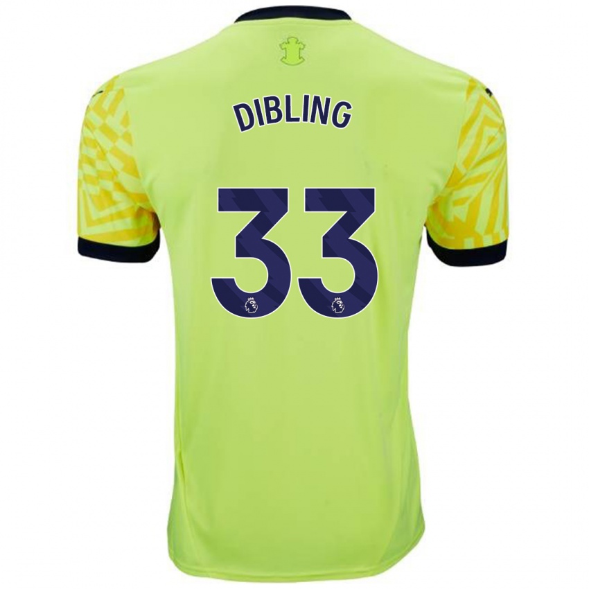 Børn Tyler Dibling #33 Gul Udebane Spillertrøjer 2024/25 Trøje T-Shirt