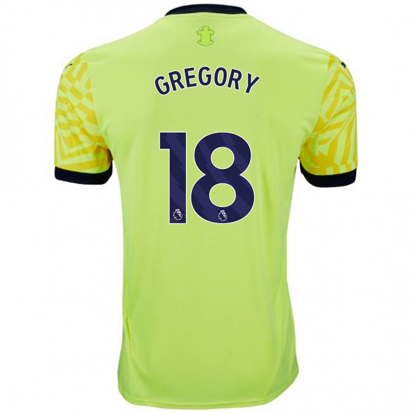 Børn Freya Gregory #18 Gul Udebane Spillertrøjer 2024/25 Trøje T-Shirt