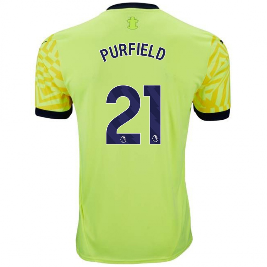 Børn Jemma Purfield #21 Gul Udebane Spillertrøjer 2024/25 Trøje T-Shirt