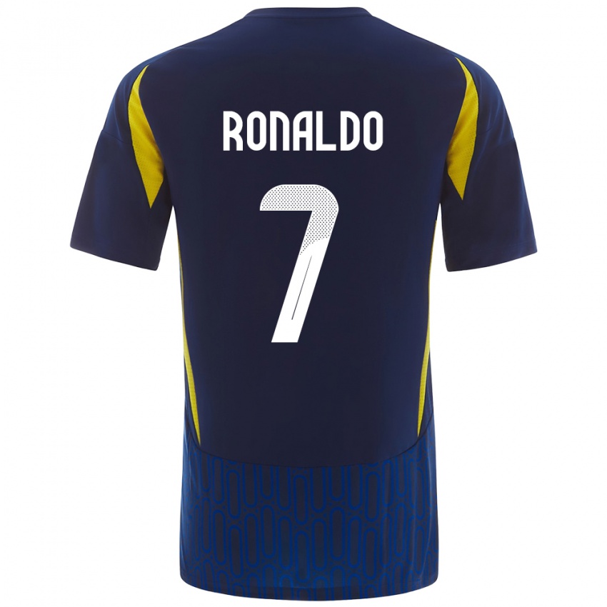 Børn Cristiano Ronaldo #7 Blå Gul Udebane Spillertrøjer 2024/25 Trøje T-Shirt