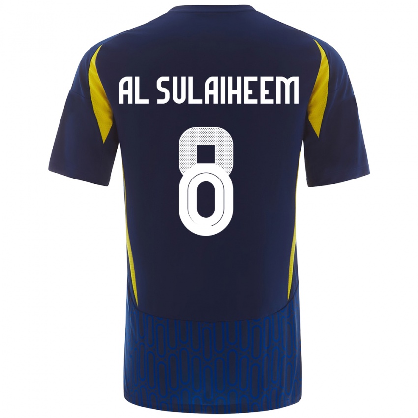 Børn Abdulmajeed Al-Sulayhim #8 Blå Gul Udebane Spillertrøjer 2024/25 Trøje T-Shirt