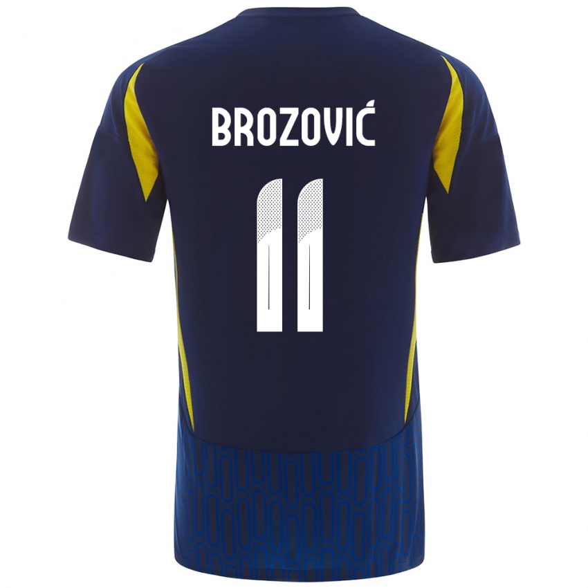 Børn Marcelo Brozovic #11 Blå Gul Udebane Spillertrøjer 2024/25 Trøje T-Shirt