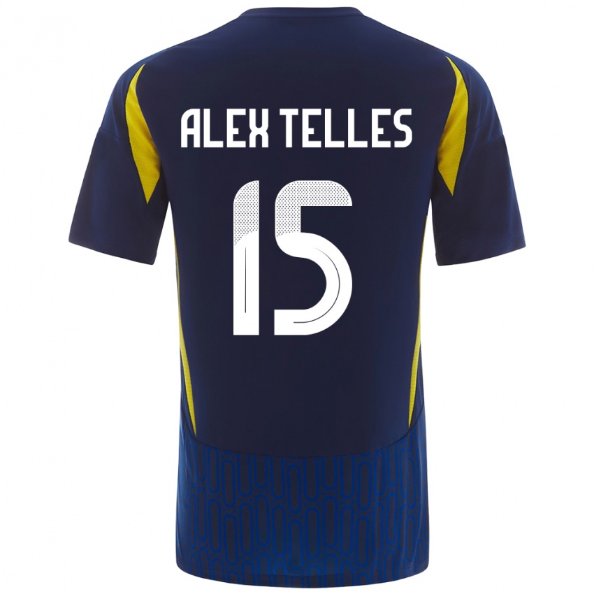 Børn Alex Telles #15 Blå Gul Udebane Spillertrøjer 2024/25 Trøje T-Shirt