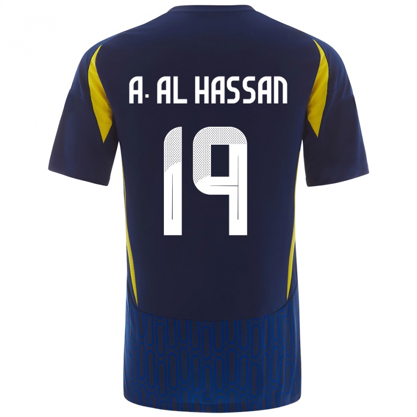 Børn Ali Al-Hassan #19 Blå Gul Udebane Spillertrøjer 2024/25 Trøje T-Shirt